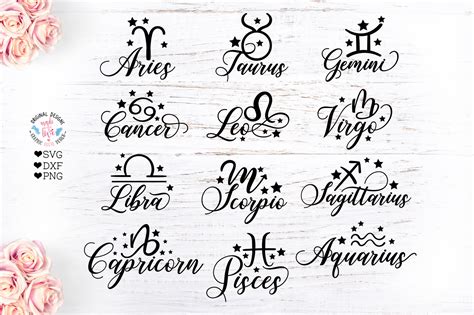 Zodiac Star Signs Cut Files And Clipart Svg Dxf Png