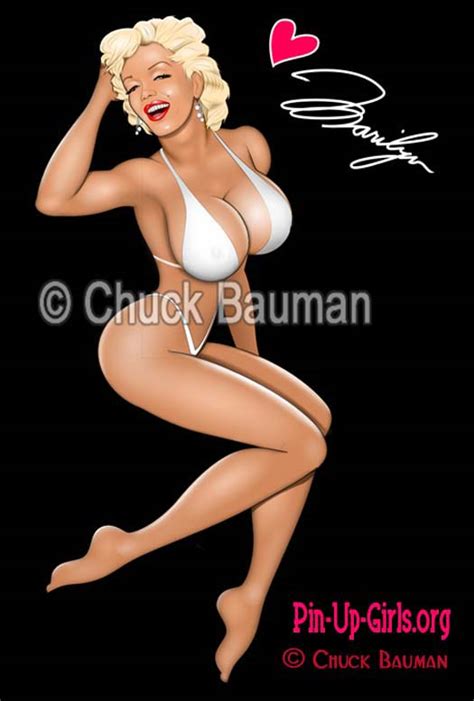 Marilyn Monroe White Bikini Pinup By Chuck Bauman By Chuck