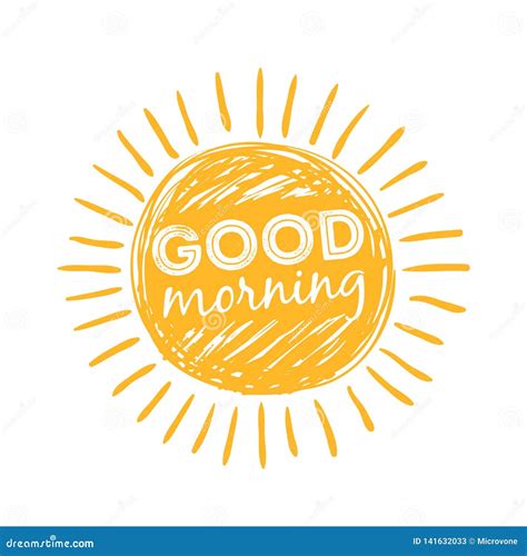 Good Morning Sun Sunshine Symbol With Happy Morning Lettering