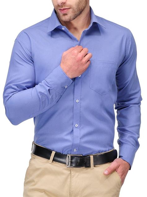 Formals By Koolpals Cotton Blend Plain Shirt Office Blue Solid Amazon