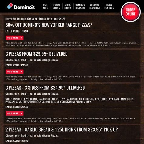 Deutschlands lieferservice mit über 300 stores. 1/2 Price Domino's New Yorker Range Pizzas (Starting from ...