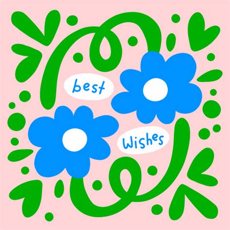 Blue Flowers Best Wishes Card Boomf