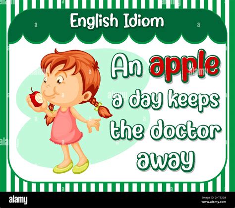 English Idiom With An Apple A Day Keeps The Doctor Away Illustration Stock Vector Image Art
