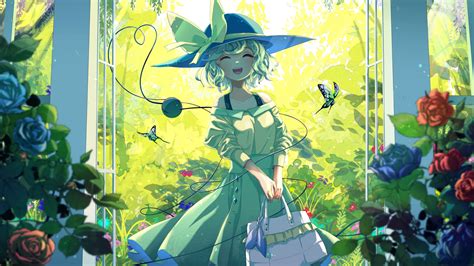 Koishi Komeiji Blue Hat Anime Girl Green Dress Hd Anime Girl Wallpapers