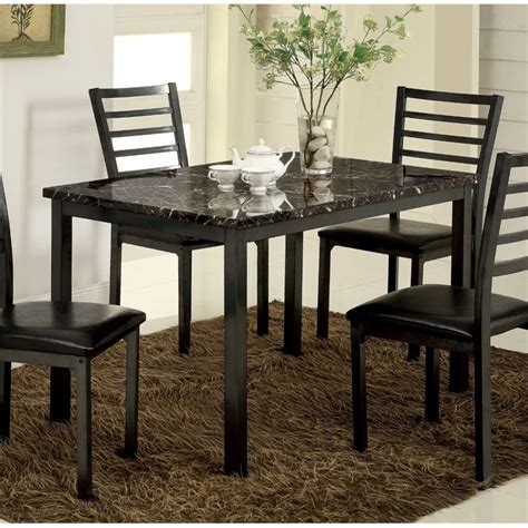 Furniture Of America Maxson Faux Marble Top And Metal Dining Table In