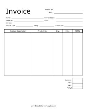 direct deposit invoice template