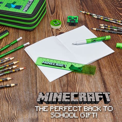 Minecraft Pencil Case Large Pencil Case 3 Compartment Filled With