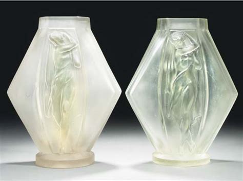 A Pair Of Frosted Glass Vases