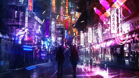 Anime Neon City Wallpaper 4k Cyberpunk Cityscape Girl Digital Art