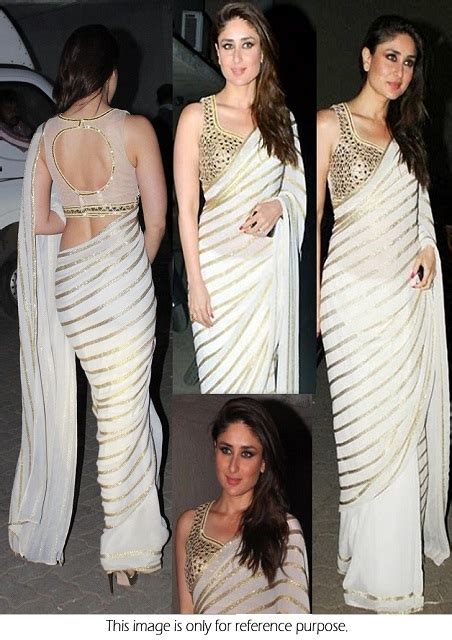 Bollywood Style Kareena Kapoor Georgette Saree In White Color