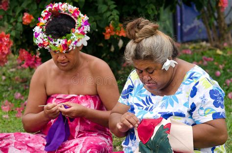 portrait of polynesian pacific island tahitian mature woman aitutaki lagoon cook islands stock