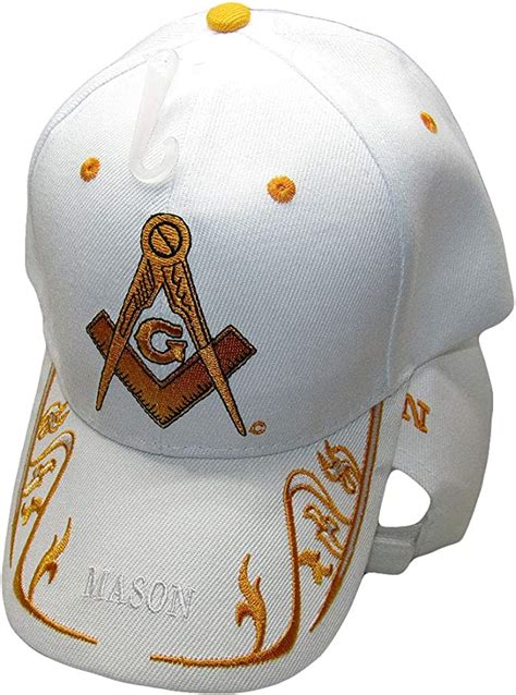White And Gold Mason Masonic Freemason Feather Eggs Style Cap Hat At