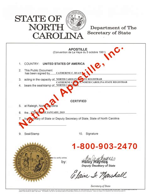 And that brings us to the next step: North Carolina Apostille Example