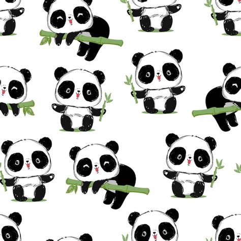 Premium Vector Cute Panda Panda Baby Seamless Pattern Fabric Design