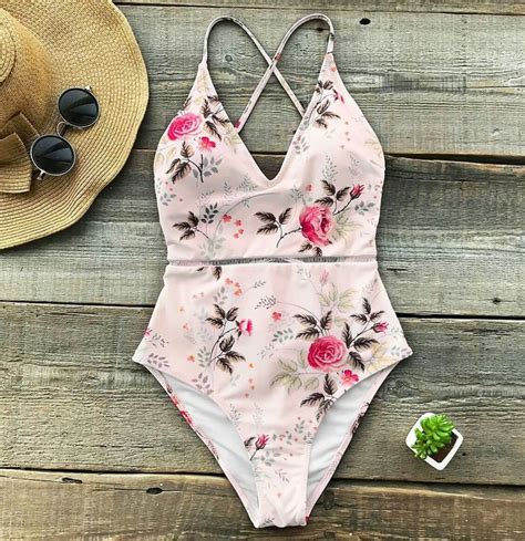 Cupshede Floral Bikini Set Floral One Piece Swimsuit Pink Floral