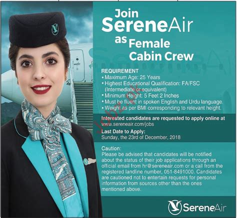Join Serene Air As Female Cabin Crew Job Advertisement Pakistan