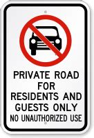 Private Road For Residents Guests Sign Highly Durable SKU K 0083
