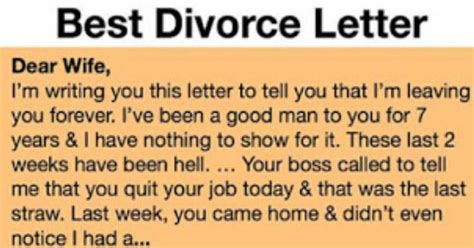 Joke Of Today The Best Divorce Letter Ever Larus