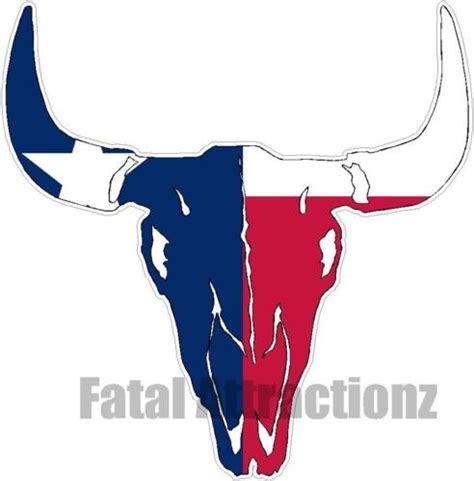Texas Flag Bull Skull Vinyl Sticker Decal Hunting Southern Cow Tx State