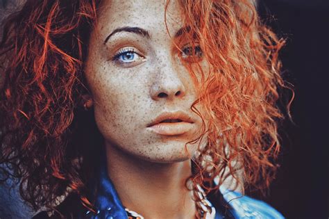 Wallpaper Face Women Redhead Model Blue Eyes Open Mouth Singer Curly Hair Freckles