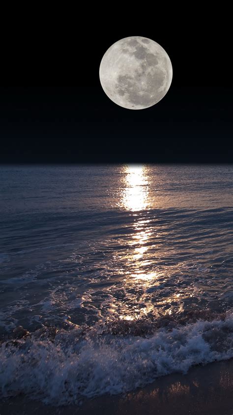 Night Moon Reflection On Water Mobile Wallpaper Hd Mobile Walls