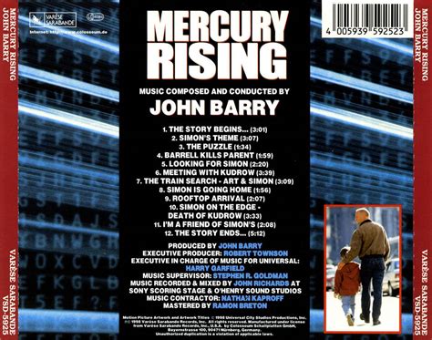 John Barry Mercury Rising Original Motion Picture Soundtrack 1998