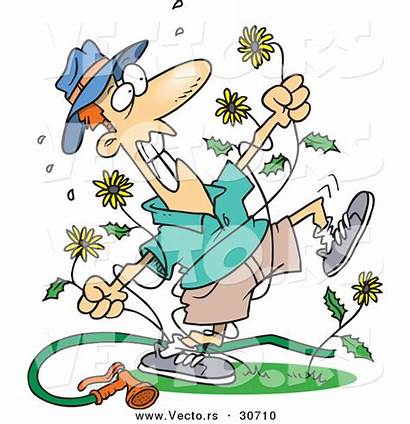 Cartoon Mad Weeds Killing Clipart Dandelion Garden