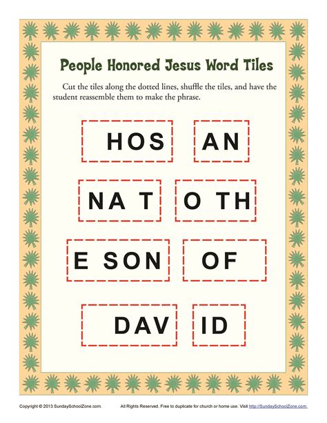 Palm Sunday Worksheet