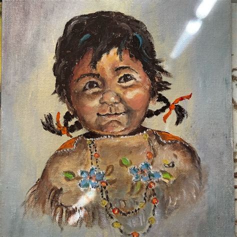 Art Vintage Native American Indian Girl And Boy Paintings Poshmark
