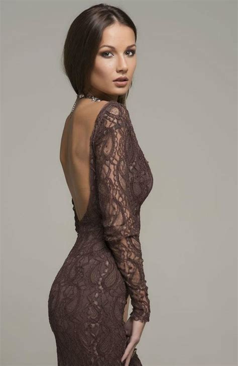 Sexy Chocolate Brown Dress Evening Open Back Lace Fitted Pencil Dress 2417629 Weddbook