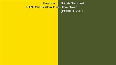 Pantone Yellow C Vs British Standard Olive Green Bs381c 220 Side By