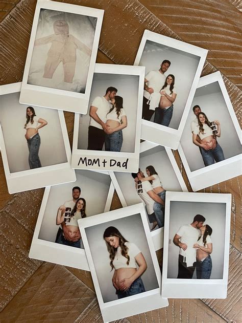 A Group Of Polaroid Photos With The Words Mom And Dad Written On Them