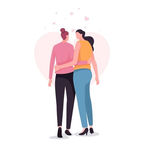 Free Vector Pretty Lesbian Couple Illustrated