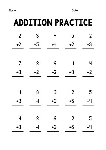 Addition Practice Math Worksheets Freebie Test Prep Sub Plan