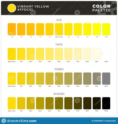 Vibrant Yellow Color Palette Ready For Textile Hue Tints Tones And