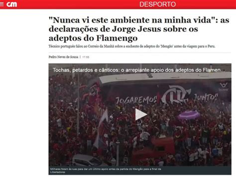 Jogadores vindos da equipa b que se estreiam na liga: Jorge Jesus se derrete por torcida do Flamengo: 'Nunca vi ...