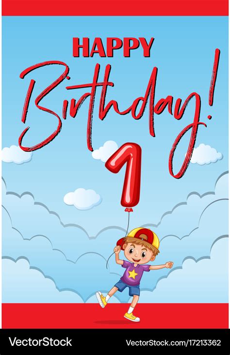 Happy Birthday Card For One Year Old Boy Vector Image