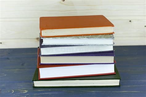 A Pile Of Books With Library On The Back Stock Image Image Of Open