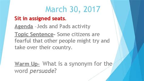 March 27 2017 Sit In New Assigned Seats