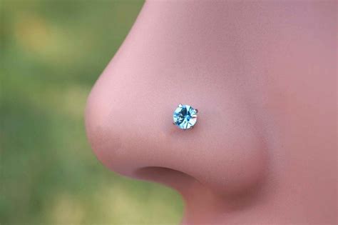 18g Or 20g Aqua Blue Crystal Nose Stud Nose Bone Nose Piercing
