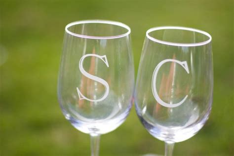 Personalized Etched Glass With Initial Monogram Initial Wine Glass