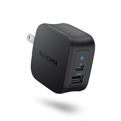 RAVpower PD Pioneer 30W USB C Wall Charger Dual Port Tejar Pk