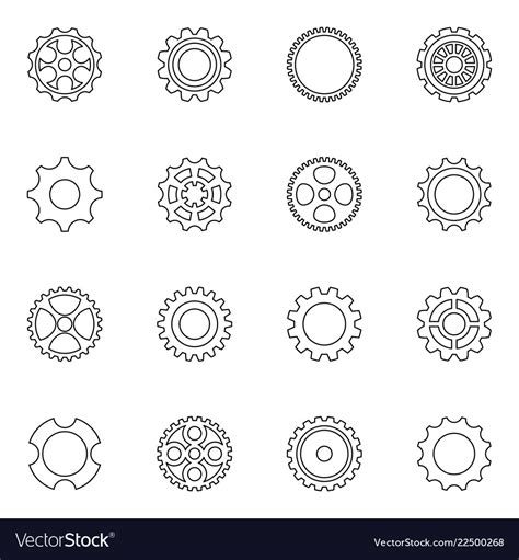 Thin Line Cog Wheels And Gears Royalty Free Vector Image