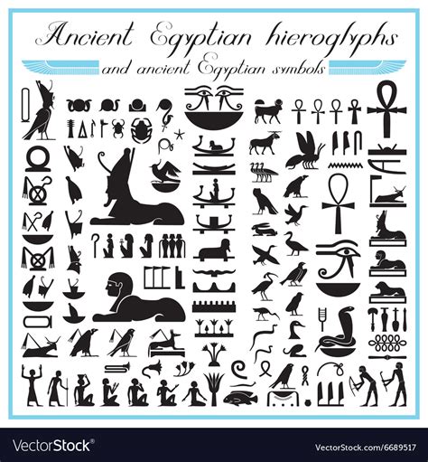 Ancient Egyptian Hieroglyphs And Symbols Vector Image