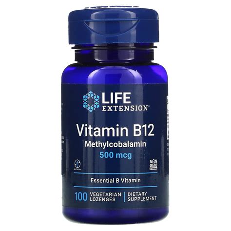 Life Extension Vitamin B12 Methylcobalamin 500 Mcg 100 Vegetarian