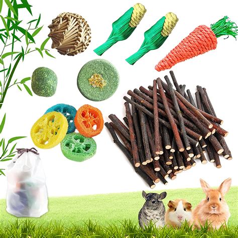 epessa rabbit chew toys set apple sticks natural loofah brass ball toys carrot