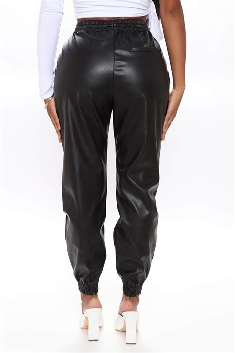 Everybody Looking Faux Leather Joggers Black Leather Jogger Pants