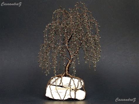 Majestic Weeping Willow Wire Tree Beaded Bonsai Sculpture Christmas