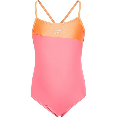 Speedo Big Girls Shimmer Color Block One Piece Swimsuit Upf 50