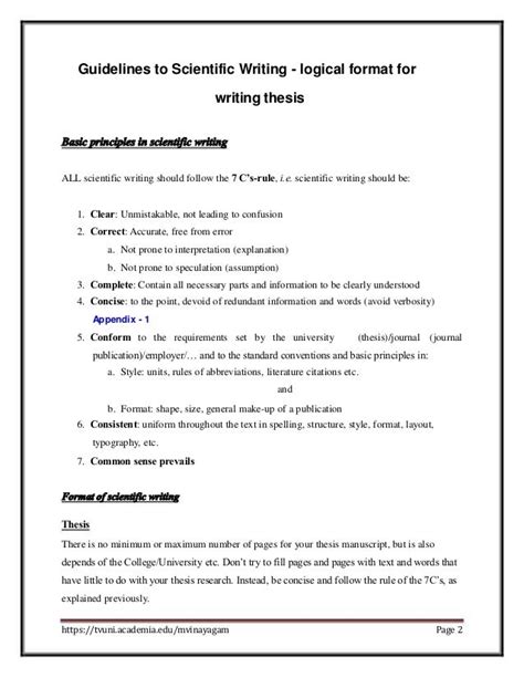 Guidelines To Scientific Writing Thesis 1